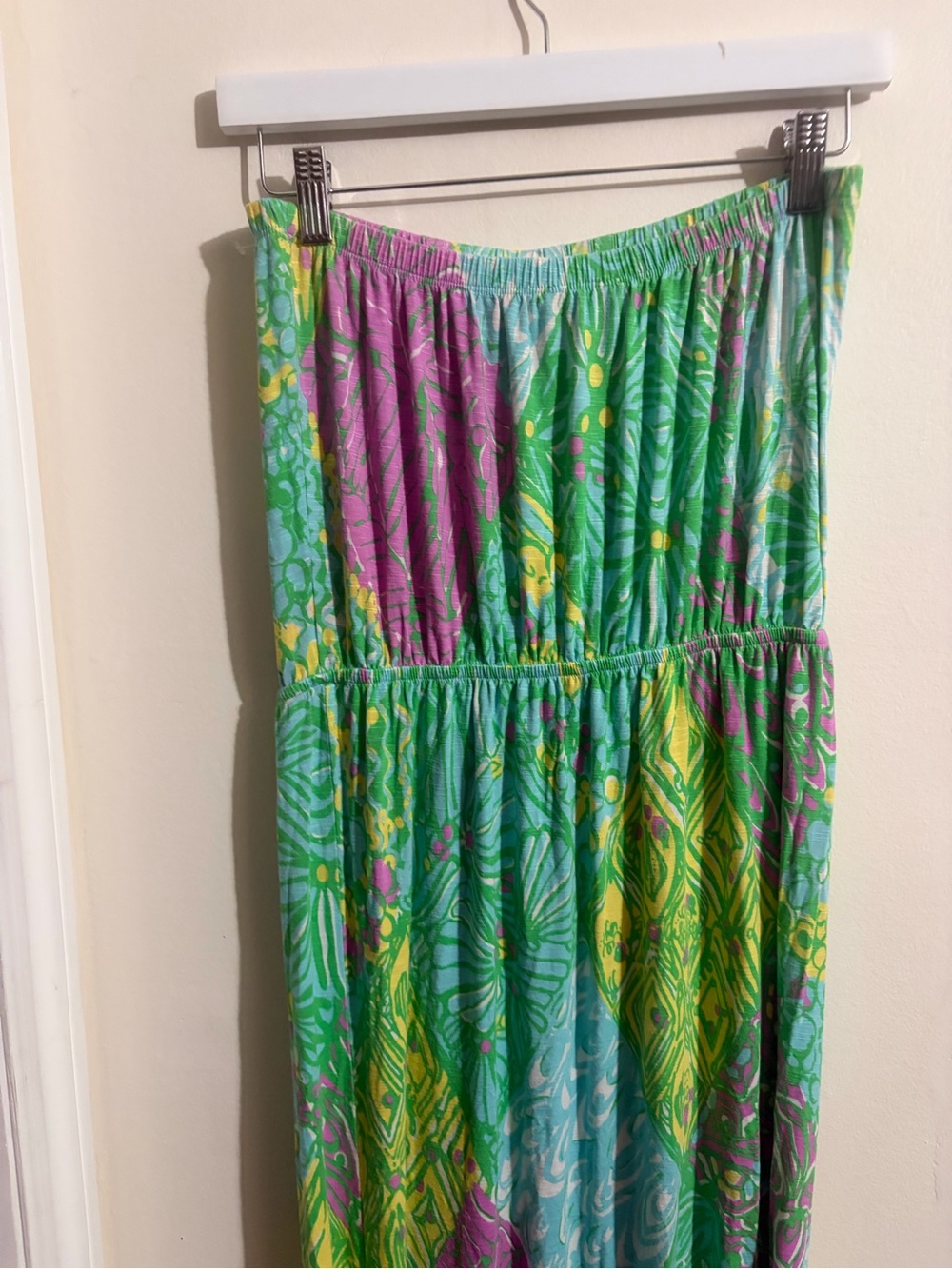 Lilly Pulitzer Strapless Green & Pink Printed Maxi Dress - Picture 7 of 11
